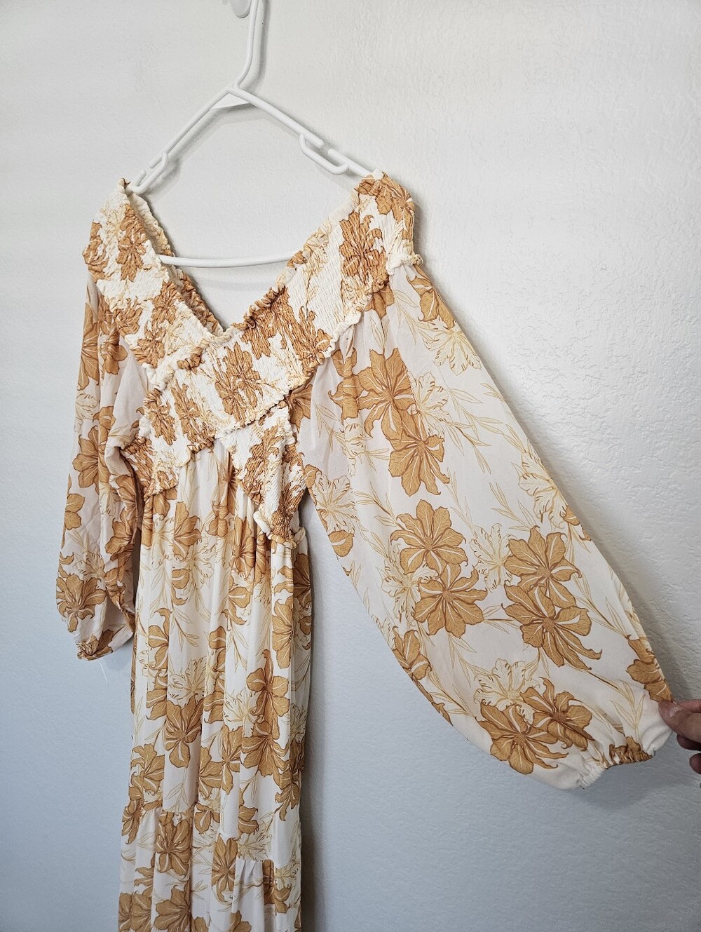 NWT Flying Tomato | Floral Print Off The Shoulder Smocked Maxi Dress Women Large - Picture 6 of 11
